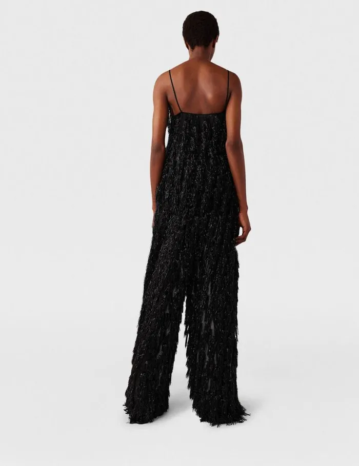 Women Sleeveless Glitter Tassel VNeck Top Black Glitter Stella McCartney Shirts And Tops Women Sleeveless Glitter Tassel VNeck Top Black Glitter Stella McCartney Shirts And Tops