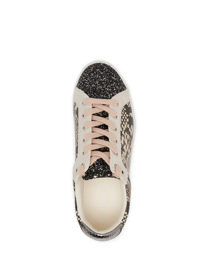Women Sneakers GUESS White Snake Print Garmini Low Top Sneakers