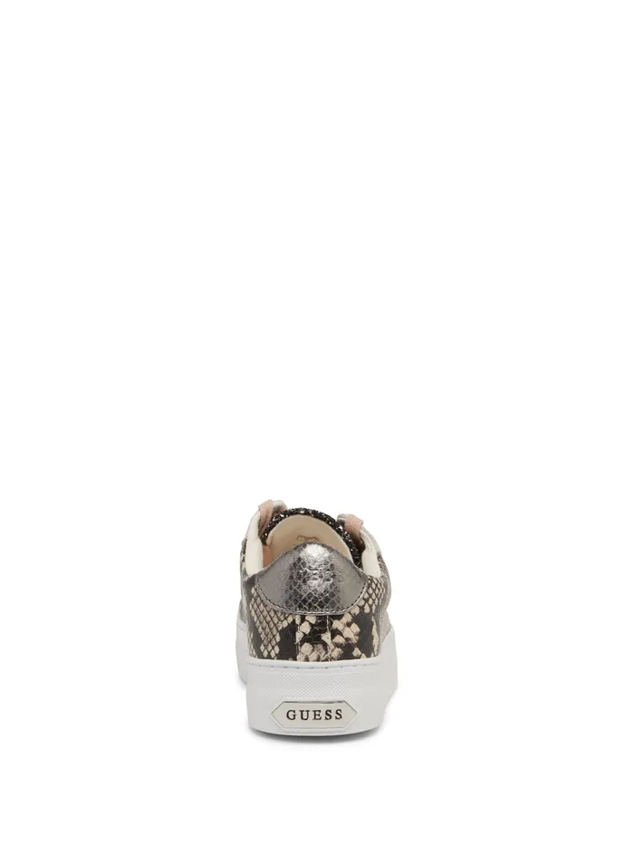 Women Sneakers GUESS White Snake Print Garmini Low Top Sneakers