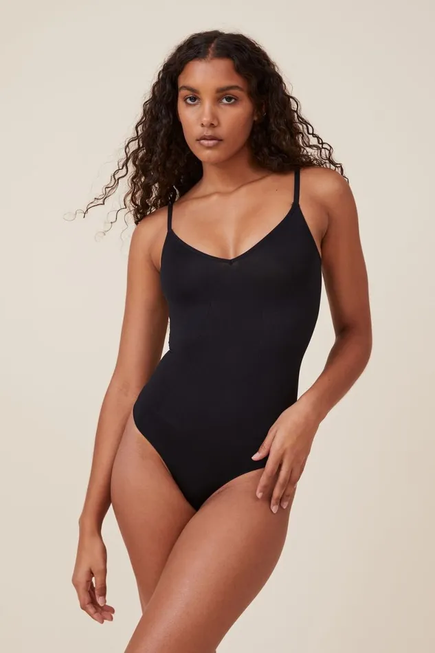 Women Solutions Cotton On Seamless Shapewear Smooth Bodysuit Black