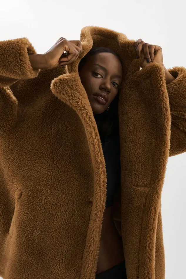 Women SOPHIE Sherpa Jacket Brown LAMARQUE Sherpa