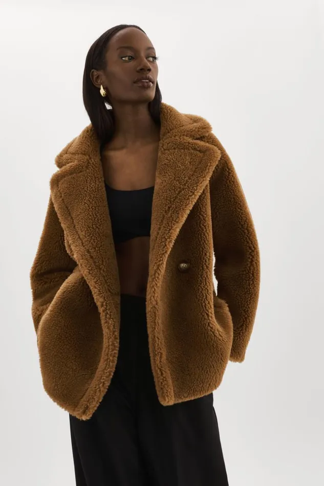 Women SOPHIE Sherpa Jacket Brown LAMARQUE Sherpa