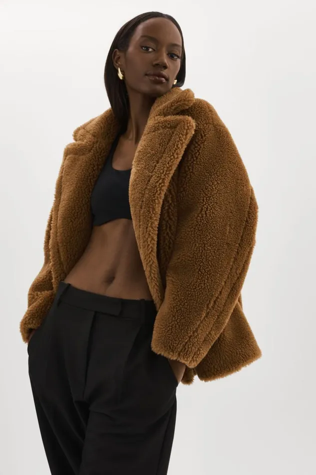 Women SOPHIE Sherpa Jacket Brown LAMARQUE Sherpa