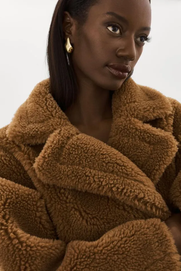 Women SOPHIE Sherpa Jacket Brown LAMARQUE Sherpa