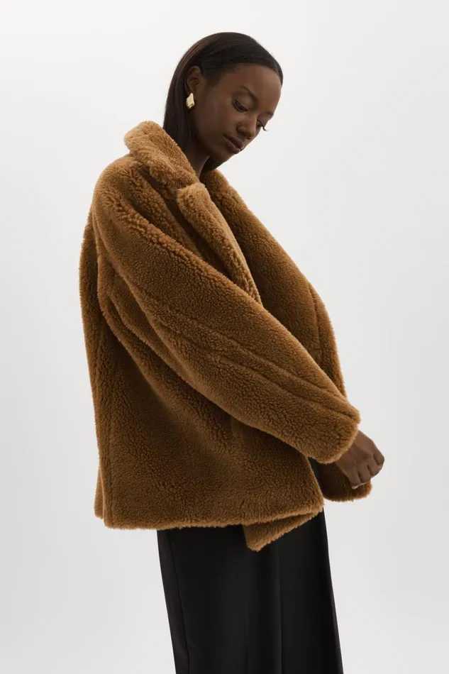 Women SOPHIE Sherpa Jacket Brown LAMARQUE Sherpa