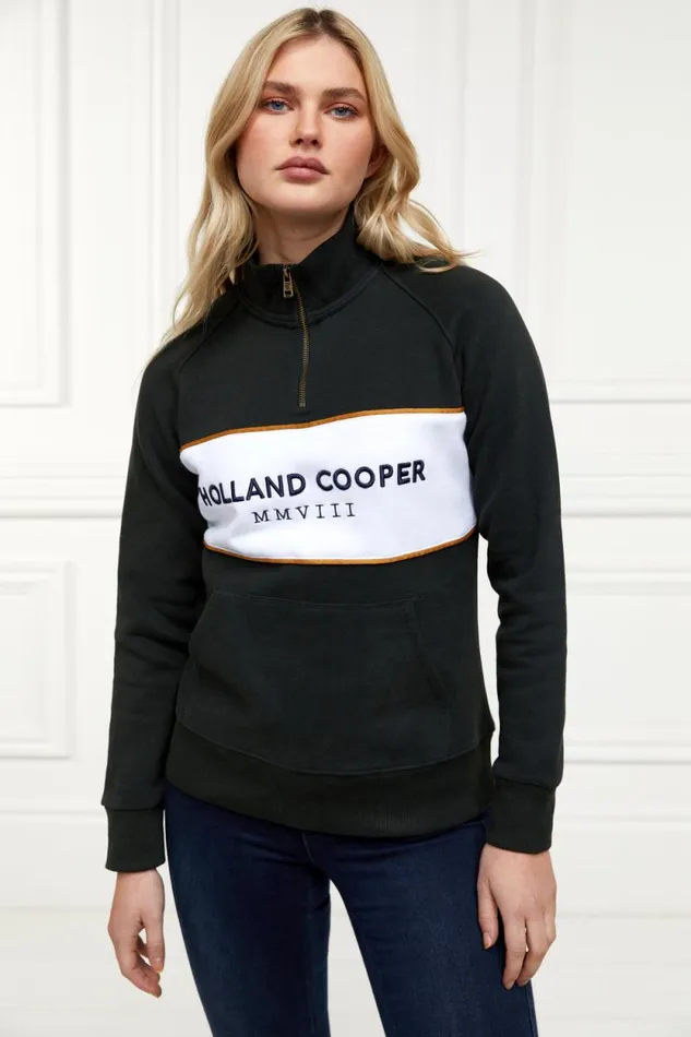 Women Sporting Heritage Zip Henley Racing Green Holland Cooper Henley Women Sporting Heritage Zip Henley Racing Green Holland Cooper Henley