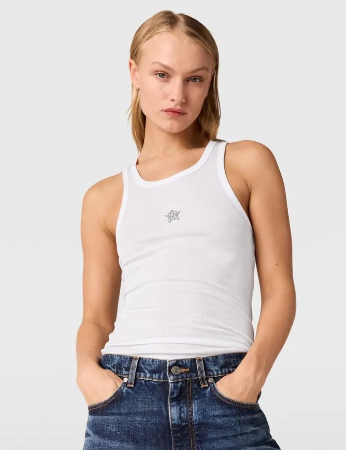 Women Star Tank Top Pure White Stella McCartney Sweatshirts And TShirts Women Star Tank Top Pure White Stella McCartney Sweatshirts And TShirts