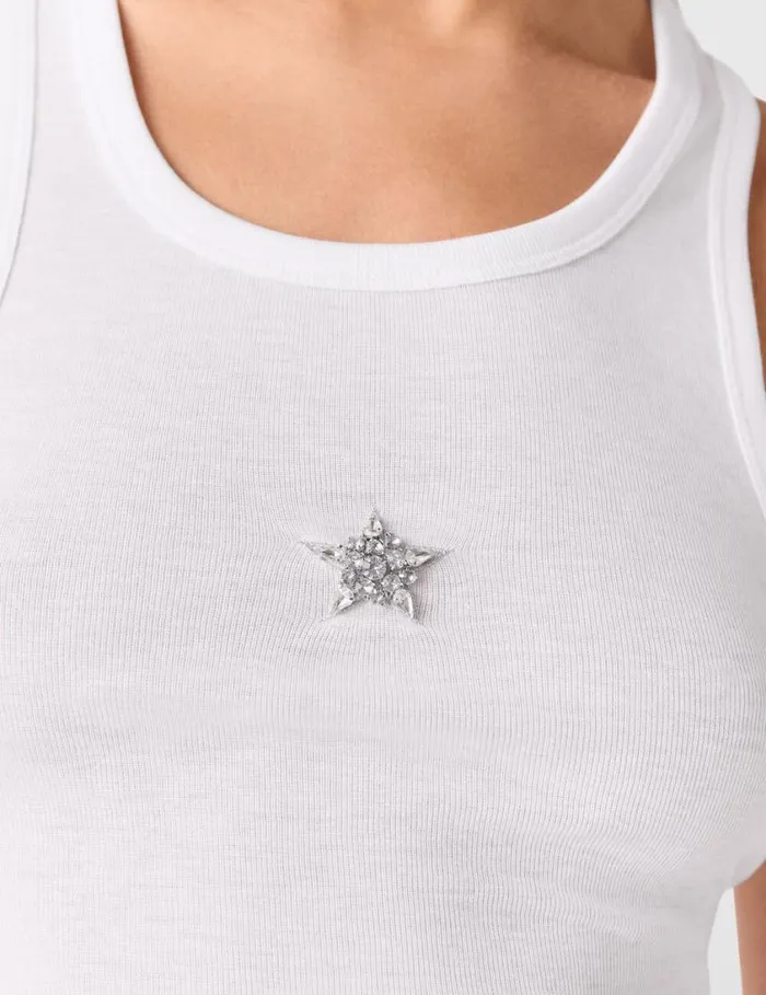 Women Star Tank Top Pure White Stella McCartney Sweatshirts And TShirts Women Star Tank Top Pure White Stella McCartney Sweatshirts And TShirts
