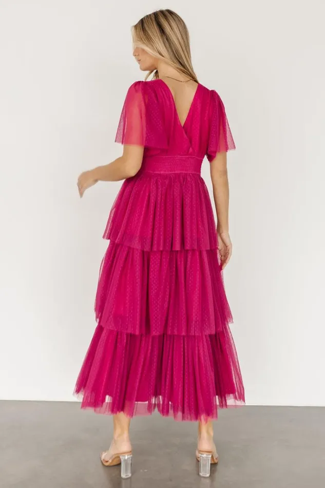 Women Starlet Tiered Maxi Dress Magenta Berry Baltic Born Tulle Styles Women Starlet Tiered Maxi Dress Magenta Berry Baltic Born Tulle Styles