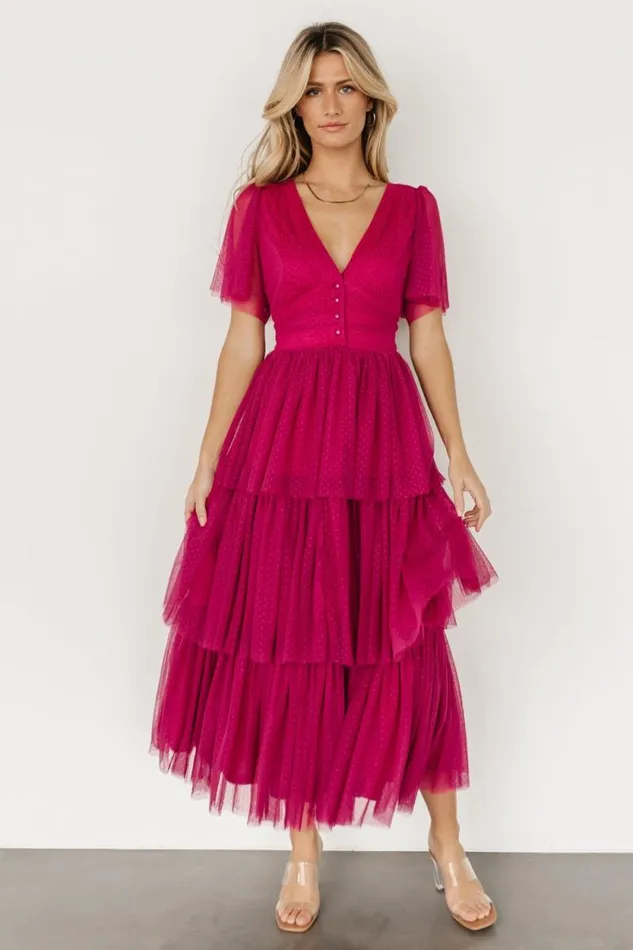 Women Starlet Tiered Maxi Dress Magenta Berry Baltic Born Tulle Styles Women Starlet Tiered Maxi Dress Magenta Berry Baltic Born Tulle Styles