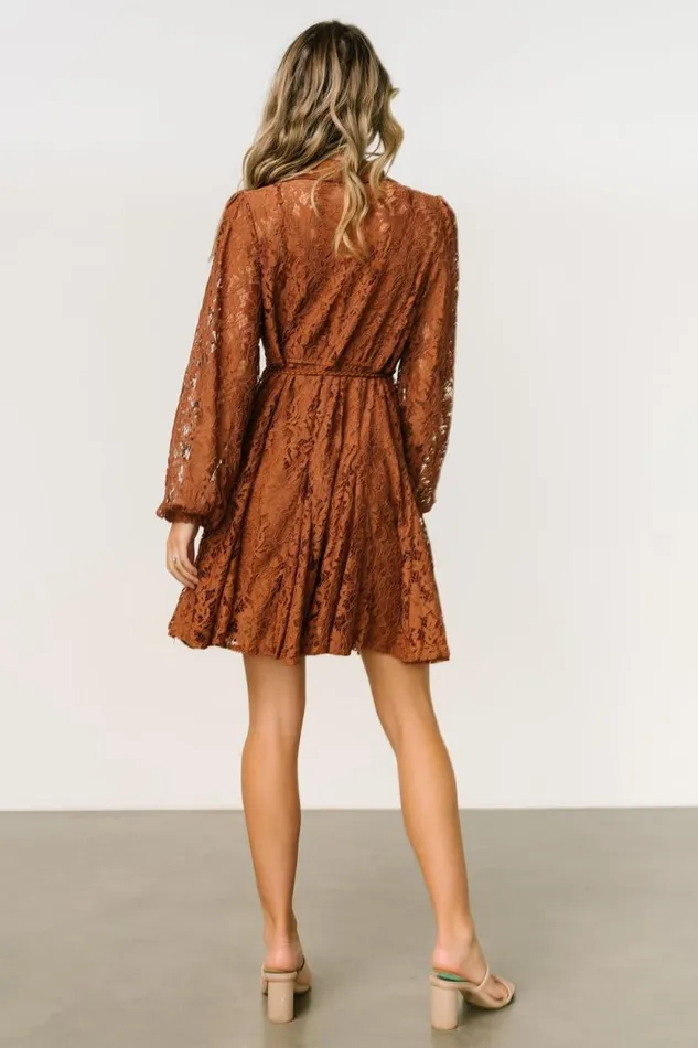 Women Stefan Lace Short Dress Cinnamon Baltic Born Short Dresses Women Stefan Lace Short Dress Cinnamon Baltic Born Short Dresses