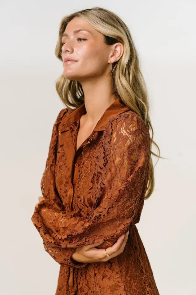 Women Stefan Lace Short Dress Cinnamon Baltic Born Short Dresses Women Stefan Lace Short Dress Cinnamon Baltic Born Short Dresses