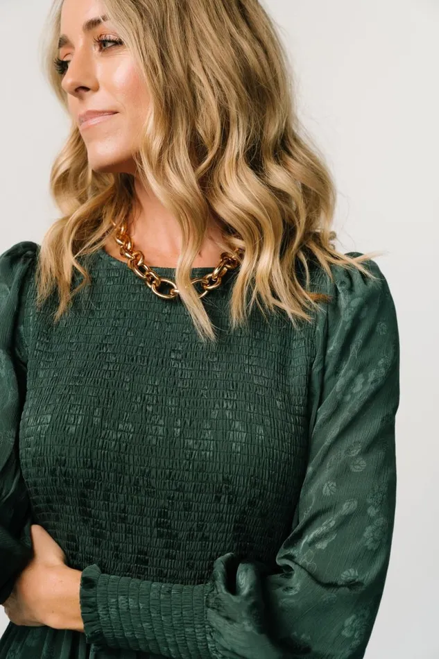Women Stockholm Smocked Dress Dark Green Baltic Born Midi Dresses Women Stockholm Smocked Dress Dark Green Baltic Born Midi Dresses