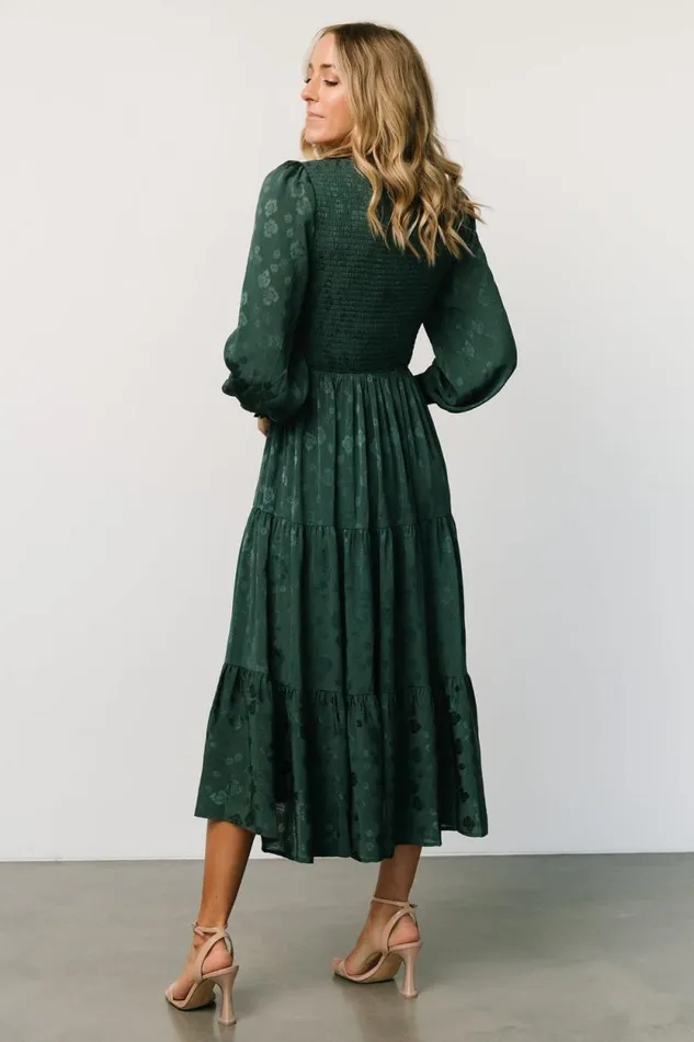 Women Stockholm Smocked Dress Dark Green Baltic Born Midi Dresses Women Stockholm Smocked Dress Dark Green Baltic Born Midi Dresses
