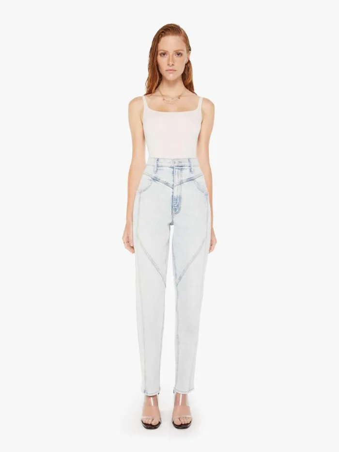 Women Straight Mother Denim High Waisted Pointy Study Nerdy Blue lightpastel