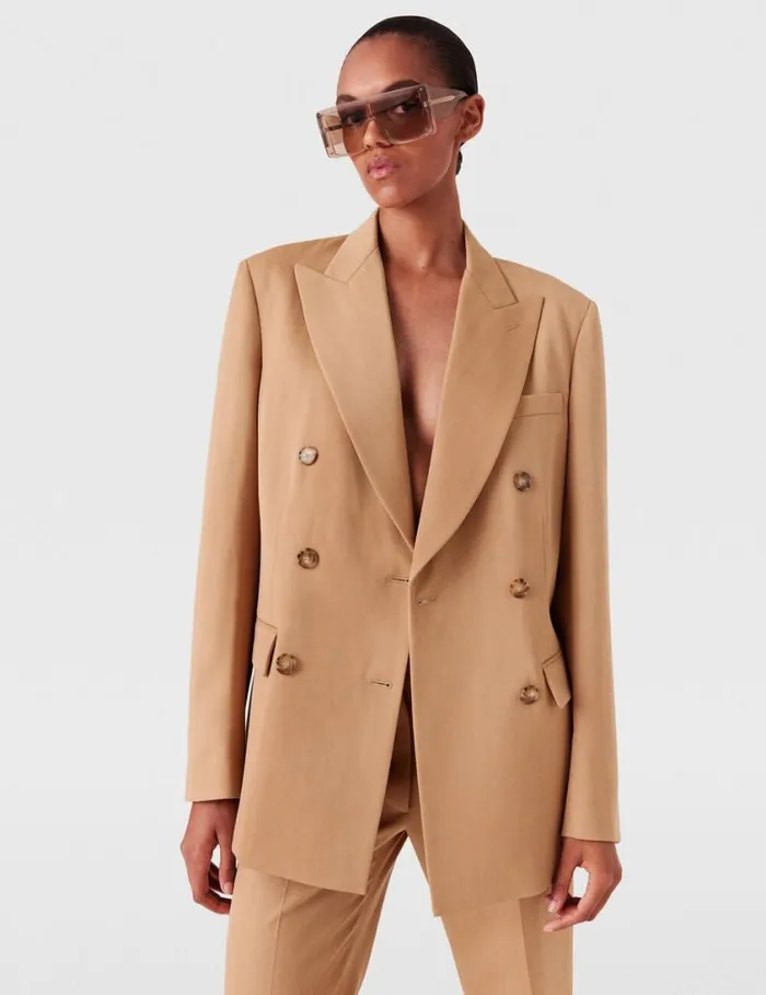 Women Striped DoubleBreasted Blazer Biscuit Stella McCartney Coats And Jackets Women Striped DoubleBreasted Blazer Biscuit Stella McCartney Coats And Jackets