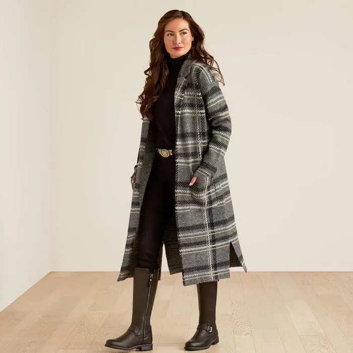 Women Sweaters and Cardigans Ariat Ballston Cardigan Charcoal Plaid Women Sweaters and Cardigans Ariat Ballston Cardigan Charcoal Plaid