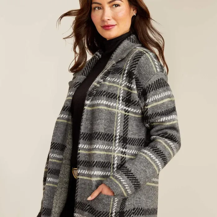 Women Sweaters and Cardigans Ariat Ballston Cardigan Charcoal Plaid Women Sweaters and Cardigans Ariat Ballston Cardigan Charcoal Plaid