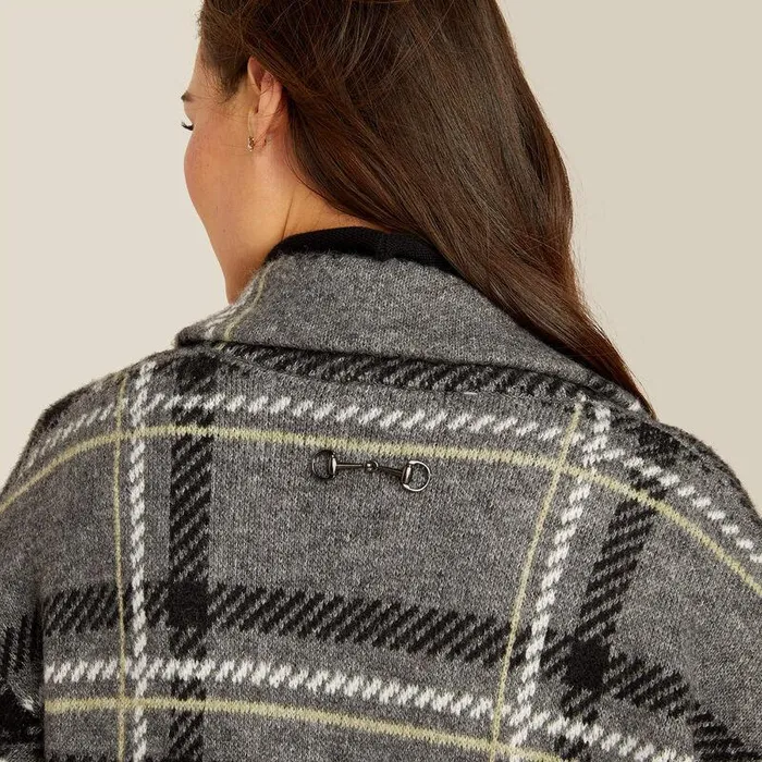 Women Sweaters and Cardigans Ariat Ballston Cardigan Charcoal Plaid Women Sweaters and Cardigans Ariat Ballston Cardigan Charcoal Plaid