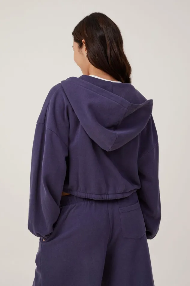 Women Sweats and Hoodies Cotton On Fleece Lounge Cropped Hoodie Midnight Rain
