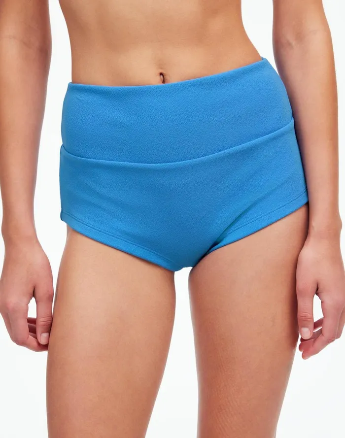 Women Swim Madewell Zulu and Zephyr Ocean Blue Textured Boy Short Ocean Blue
