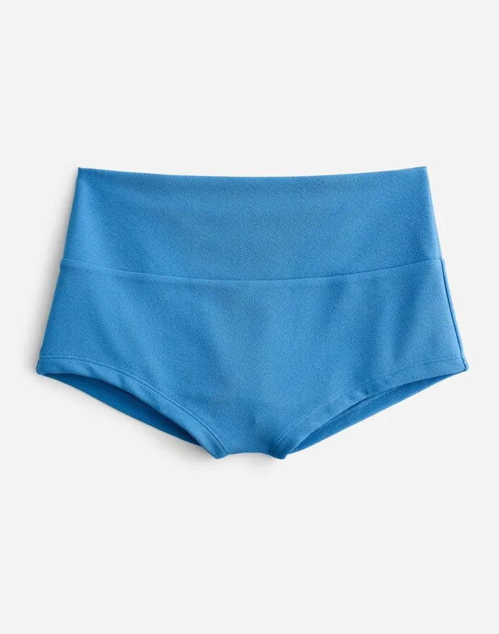 Women Swim Madewell Zulu and Zephyr Ocean Blue Textured Boy Short Ocean Blue