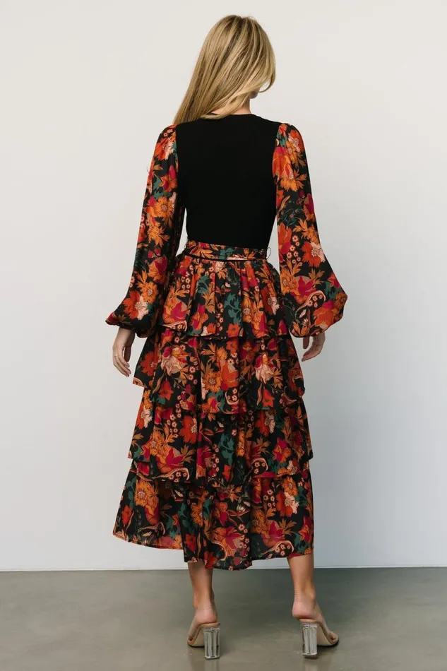 Women Sylvie Tiered Midi Dress Black Multi Baltic Born Midi Dresses Women Sylvie Tiered Midi Dress Black Multi Baltic Born Midi Dresses