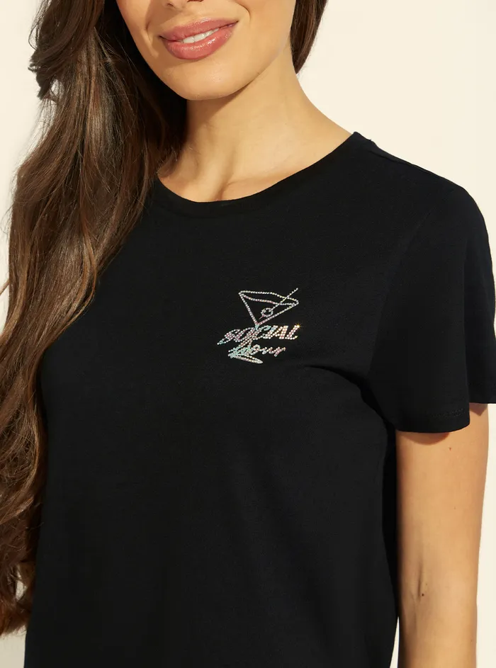 Women Tees and Tanks GUESS Eco Black Social Hour Easy Graphic Tshirt Women Tees and Tanks GUESS Eco Black Social Hour Easy Graphic Tshirt
