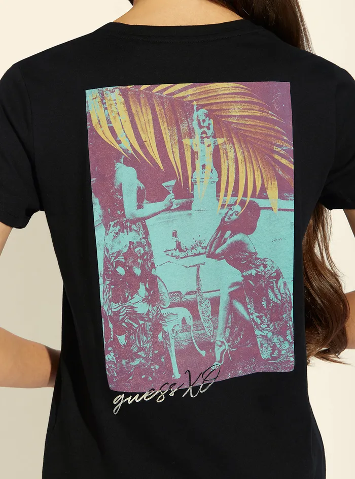 Women Tees and Tanks GUESS Eco Black Social Hour Easy Graphic Tshirt Women Tees and Tanks GUESS Eco Black Social Hour Easy Graphic Tshirt