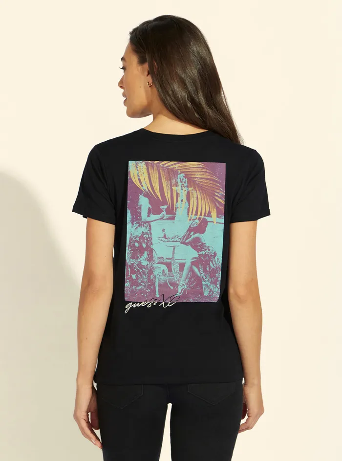 Women Tees and Tanks GUESS Eco Black Social Hour Easy Graphic Tshirt Women Tees and Tanks GUESS Eco Black Social Hour Easy Graphic Tshirt