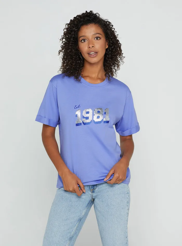 Women Tees and Tanks GUESS Eco Violet Anica Tshirt