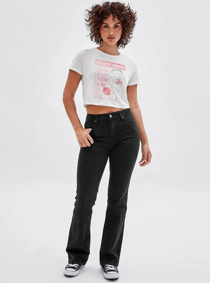 Women Tees and Tanks GUESS Guess Originals X Betty Boop White Cropped Baby Tshirt Women Tees and Tanks GUESS Guess Originals X Betty Boop White Cropped Baby Tshirt