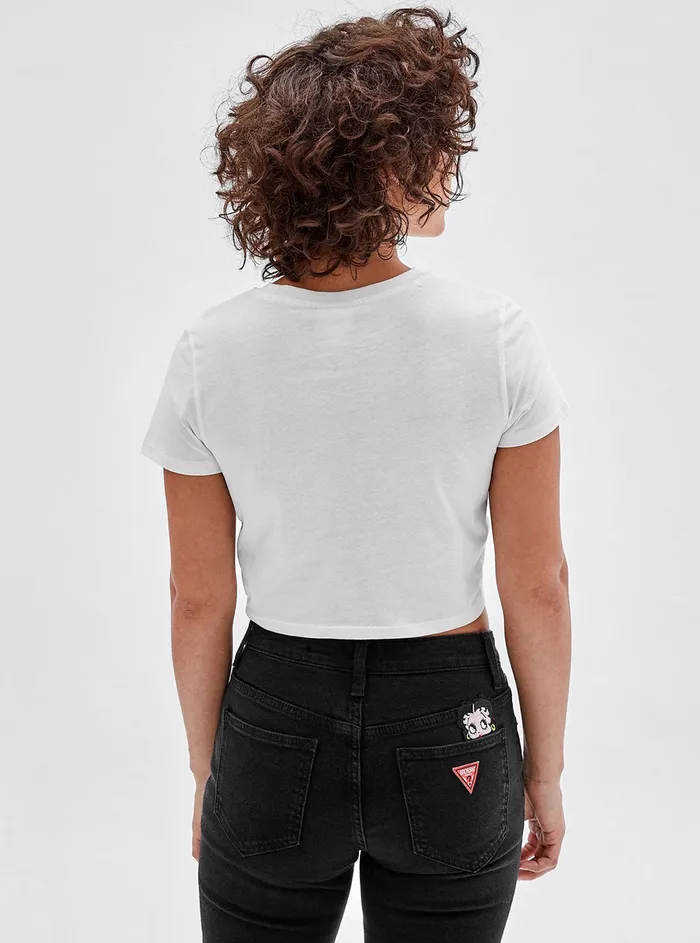 Women Tees and Tanks GUESS Guess Originals X Betty Boop White Cropped Baby Tshirt Women Tees and Tanks GUESS Guess Originals X Betty Boop White Cropped Baby Tshirt
