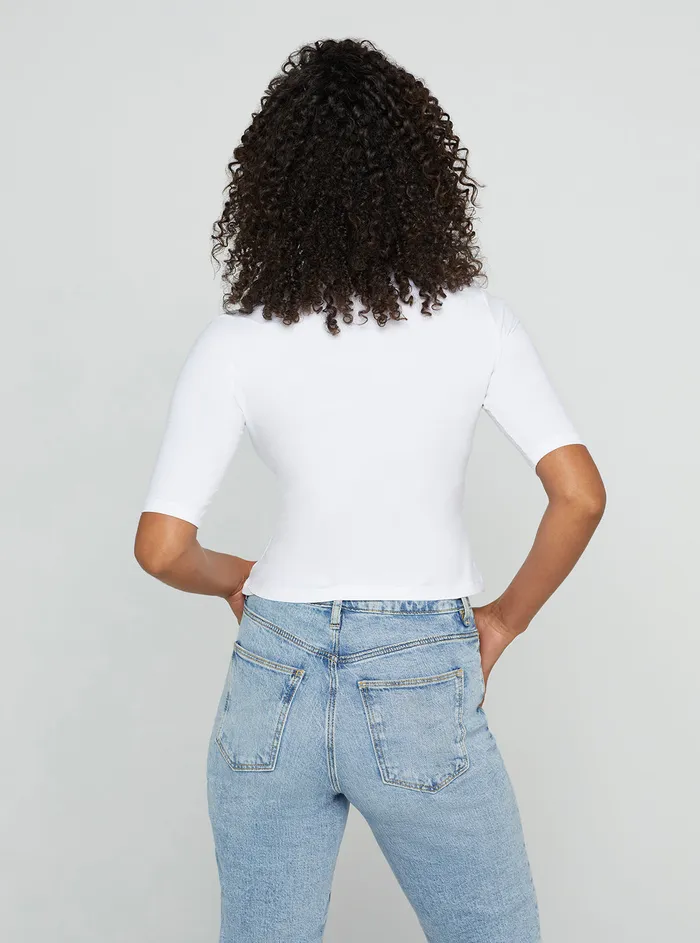 Women Tees and Tanks GUESS White Golden Rabbit Cropped Logo Tshirt Women Tees and Tanks GUESS White Golden Rabbit Cropped Logo Tshirt