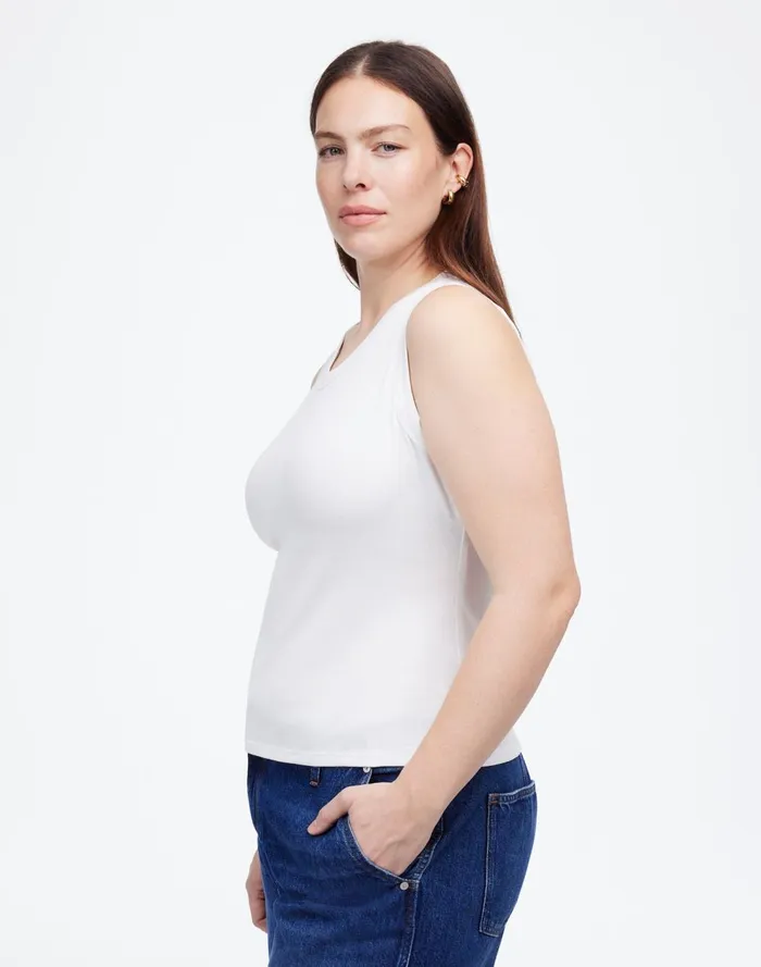 Women Tees Madewell Regenerative Cotton Ribbed High VNeck Tank White