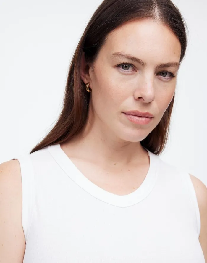 Women Tees Madewell Regenerative Cotton Ribbed High VNeck Tank White