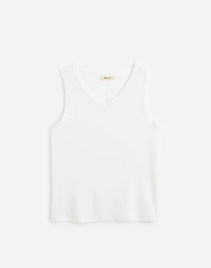 Women Tees Madewell Regenerative Cotton Ribbed High VNeck Tank White
