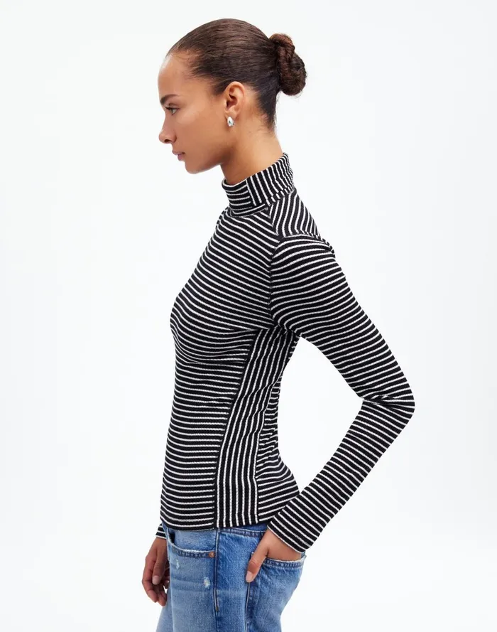 Women Tees Madewell Ribbed Turtleneck LongSleeve Tee Winter White