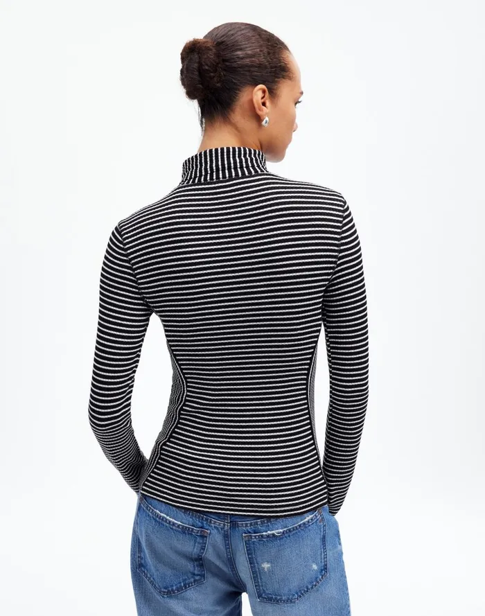 Women Tees Madewell Ribbed Turtleneck LongSleeve Tee Winter White