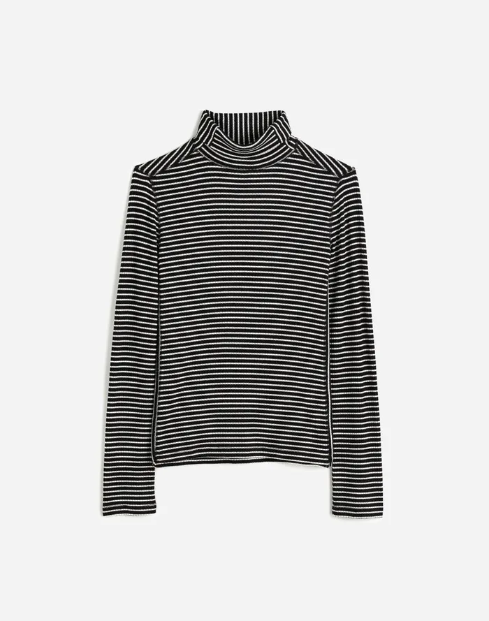 Women Tees Madewell Ribbed Turtleneck LongSleeve Tee Winter White