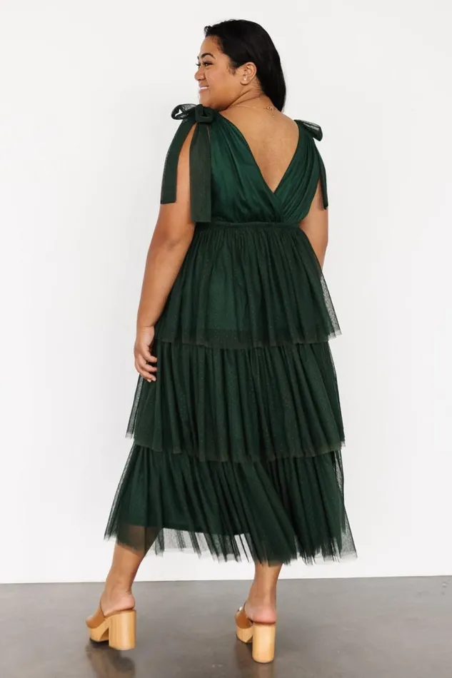 Women Tessa Tiered Tulle Tank Dress Dark Green Baltic Born Tulle Styles