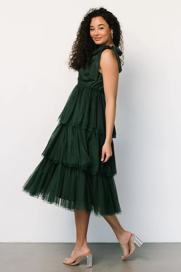 Women Tessa Tiered Tulle Tank Dress Dark Green Baltic Born Tulle Styles