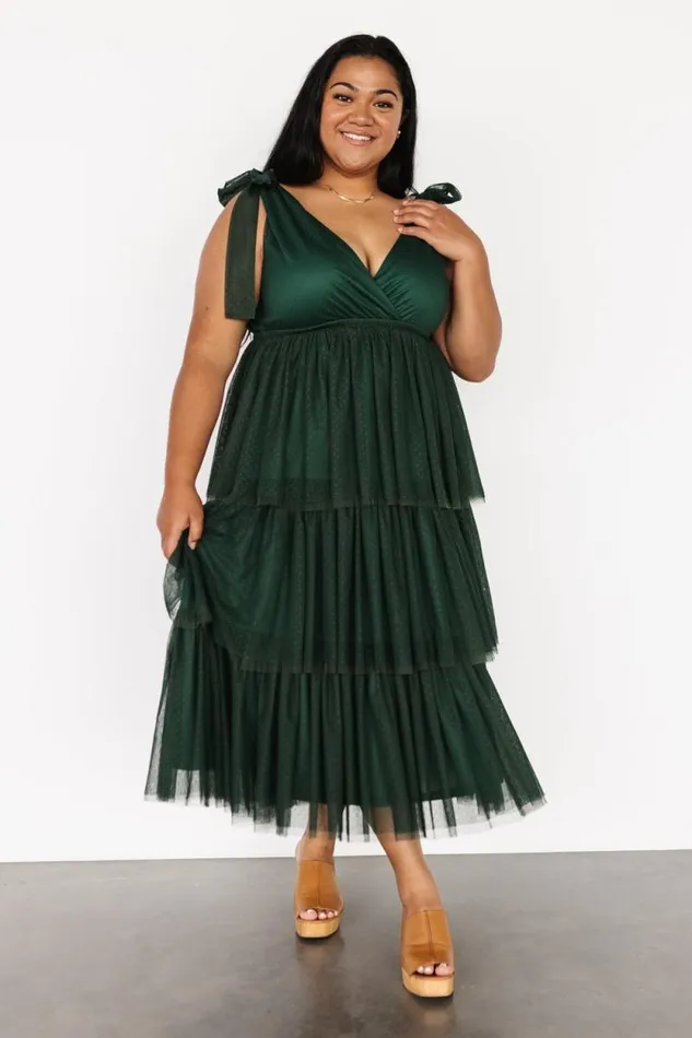 Women Tessa Tiered Tulle Tank Dress Dark Green Baltic Born Tulle Styles