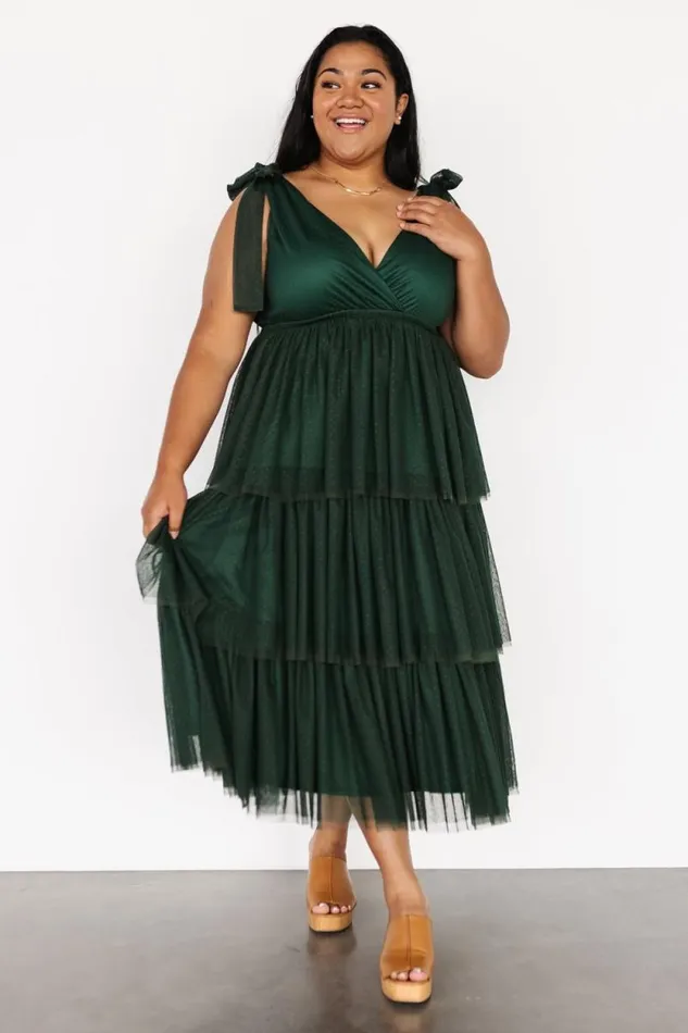 Women Tessa Tiered Tulle Tank Dress Dark Green Baltic Born Tulle Styles