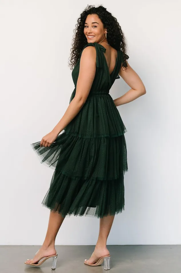 Women Tessa Tiered Tulle Tank Dress Dark Green Baltic Born Tulle Styles