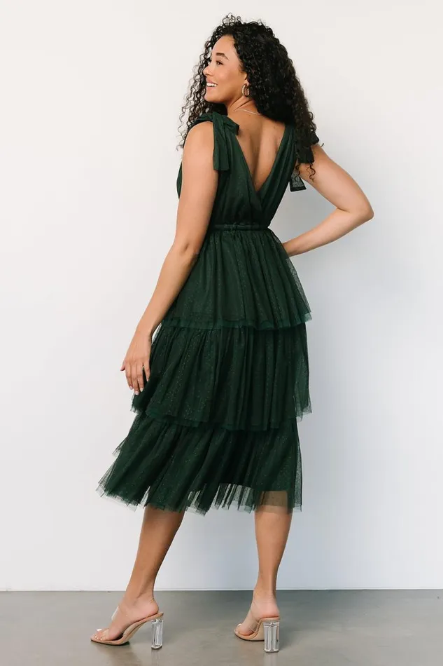 Women Tessa Tiered Tulle Tank Dress Dark Green Baltic Born Tulle Styles