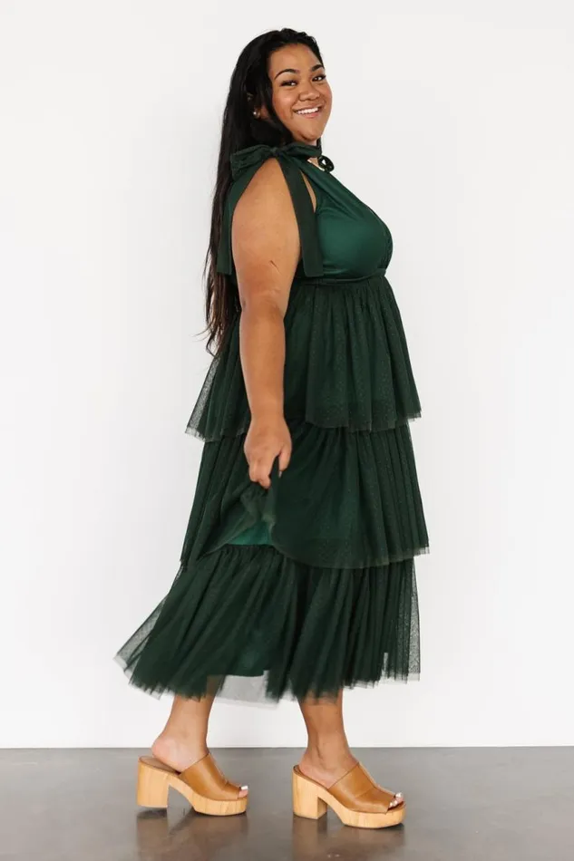 Women Tessa Tiered Tulle Tank Dress Dark Green Baltic Born Tulle Styles