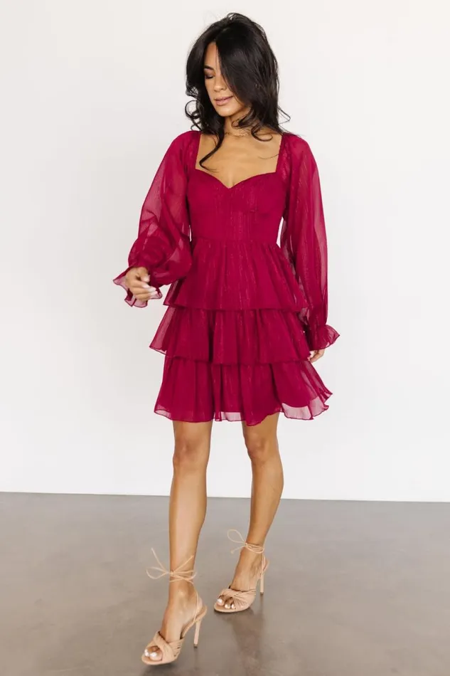 Women Thompson Tiered Short Dress Burgundy Baltic Born Short Dresses
