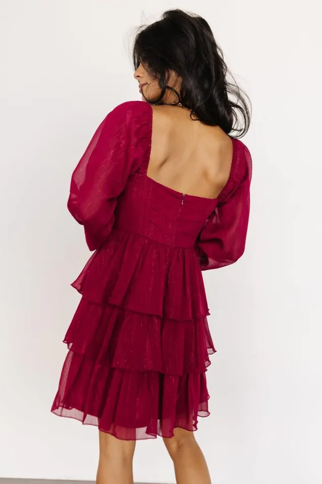 Women Thompson Tiered Short Dress Burgundy Baltic Born Short Dresses