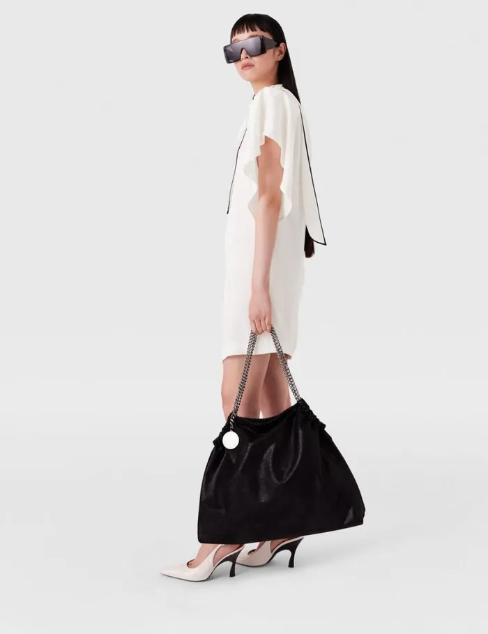 Women Tie Neck Mini Dress Cream Stella McCartney Dresses Women Tie Neck Mini Dress Cream Stella McCartney Dresses